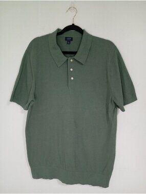 J.Crew Mens Green Polo Shirt Large 100% Cotton Short Sleeve Classic Knit